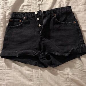 Zara Black Button-Front Denim Shorts
